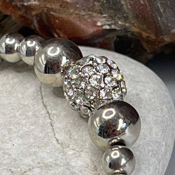 Silver Fireball Stretch Bracelet  Made with Genuine Swarovski Crystals - Picture 6 of 9